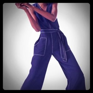 NWT Nine West Belted Navy Jump Suit